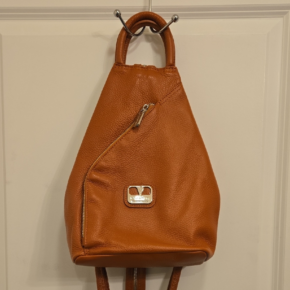 Valentina Orange Leather Backpack